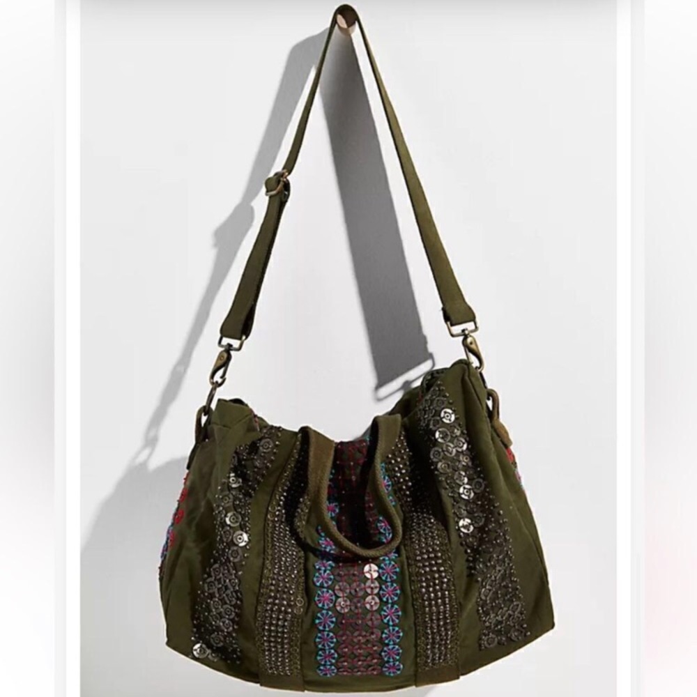 Free People x The Falls! Constellation Tote Bag In Olive NWOT! - Picture 4 of 14